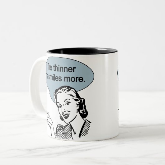Dunner me Glimlachen meer Tweekleurige Koffiemok (Voorkant links)