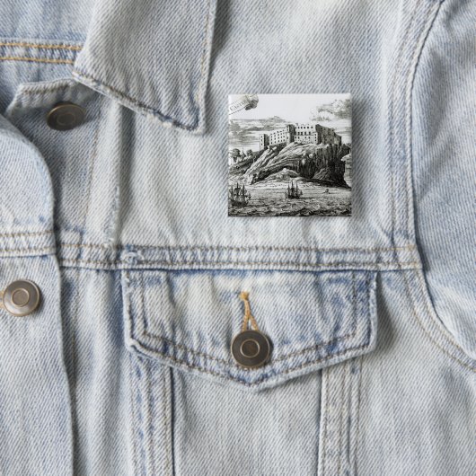 Dunnottar Castle Vierkante Button 5,1 Cm (In situ)