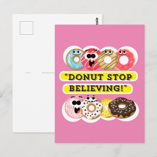 Dunot Stop Geloven - Donuts Quote Briefkaart (Voorkant / Achterkant)