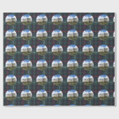 Dunrobin Castle On Blue Green Sutherland Tartan Cadeaupapier (Vlak)