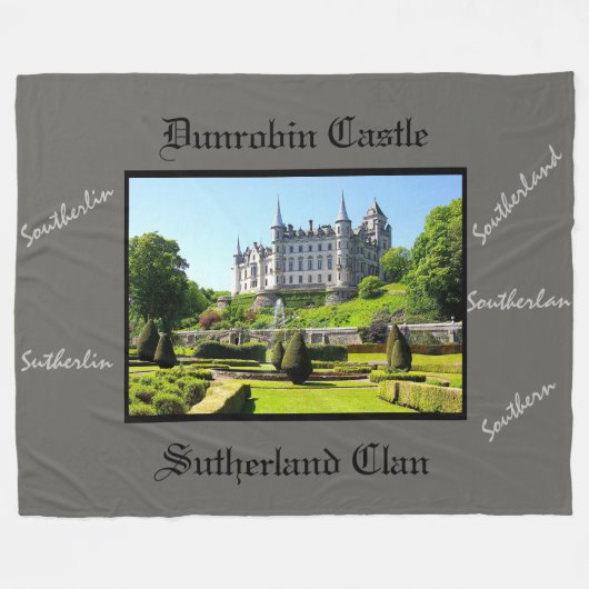 Dunrobin Castle & Scottish Sutherland Clan Fleece Deken (Voorkant (Horizontaal))