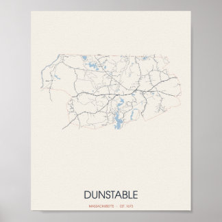 Dunstable Massachusetts Straatkaart Poster