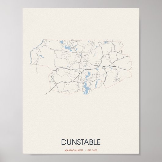 Dunstable Massachusetts Straatkaart Poster (Voorkant)