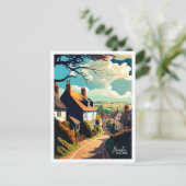 Dunster England Art vintage reisillustratie Briefkaart (Staand voorkant)