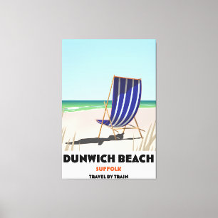 Dunwch Beach Suffolk  train poster Canvas Afdruk