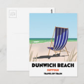 Dunwch Beach Suffolk vintage treinaffiche Briefkaart (Voorkant / Achterkant)
