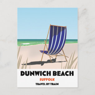 Dunwch Beach Suffolk vintage treinaffiche Briefkaart