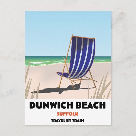 Dunwch Beach Suffolk vintage treinaffiche Briefkaart (Voorkant)