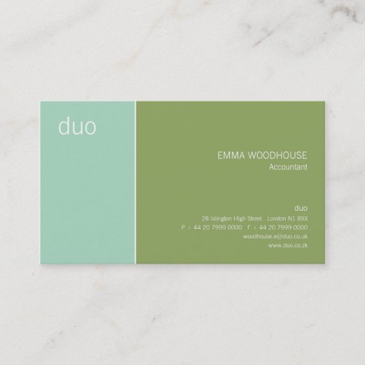 Duo Aqua & Green Visitekaartje (Voorkant)