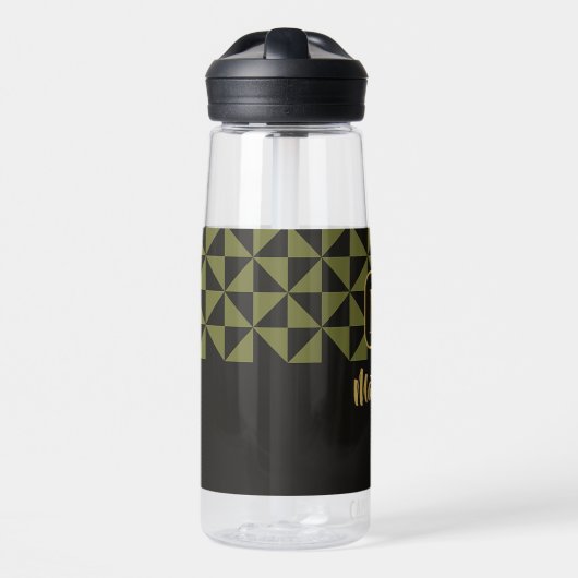 Duo Black & Olive Moss Aangepaste namen Waterfles (Voorkant)