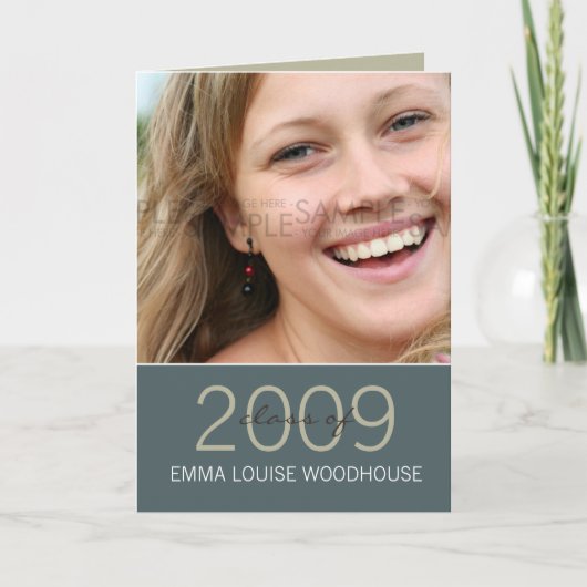 "Duo" Cadet Blue Afstuderen Invitation (Voorkant)