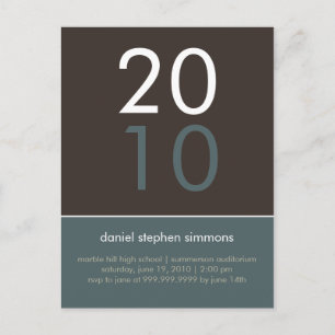 "Duo" Cadet Blue & Tan Afstuderen Invitation Uitnodiging Briefkaart