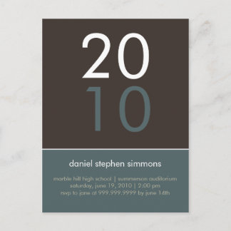 "Duo" Cadet Blue & Tan Afstuderen Invitation Uitnodiging Briefkaart