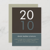 "Duo" Cadet Blue & Tan Afstuderen Invitation Uitnodiging Briefkaart (Voorkant / Achterkant)