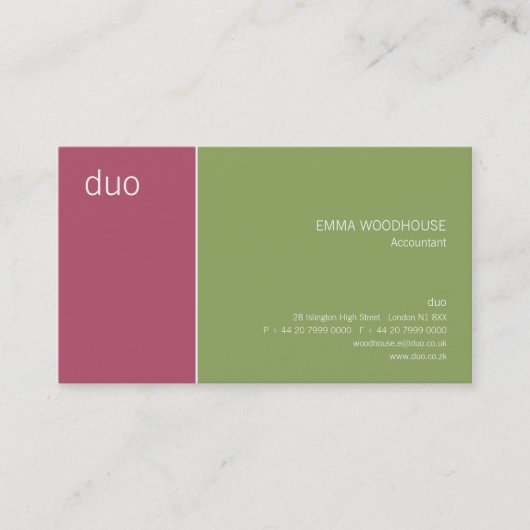 Duo Cyclamen Pink & Green Visitekaartje (Voorkant)