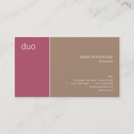 Duo Dark Pink & Tan Visitekaartje (Voorkant)