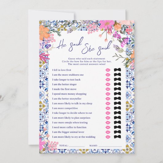 Duo Games blauw Italiaans vrijgezellenfeest spel Kaart (Voorkant)