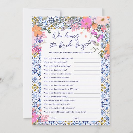 Duo Games blauw Italiaans vrijgezellenfeest spel Kaart (Achterkant)