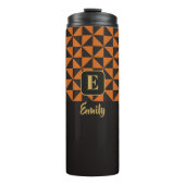 Duo Geo Black & Burnt Sinaasappel Aangepaste namen Thermosbeker (Voorkant)