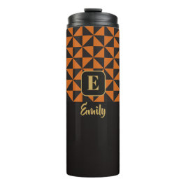 Duo Geo Black & Burnt Sinaasappel Aangepaste namen Thermosbeker