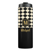 Duo Geo Black & Ivory Cream Aangepaste namen Thermosbeker (Voorkant)