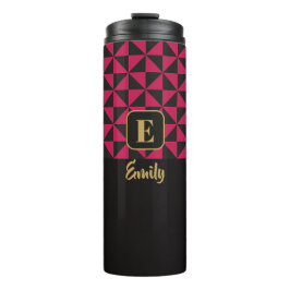 Duo Geo Black & Pink Aangepaste namen Thermosbeker