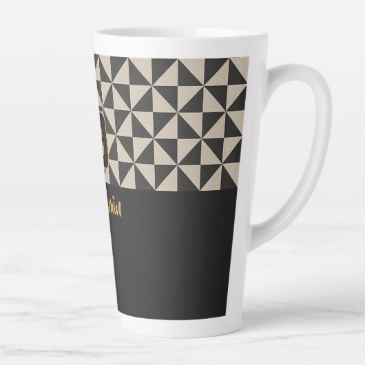 Duo Geo Black & Stone Grey Aangepaste namen Latte Mok (Rechts)
