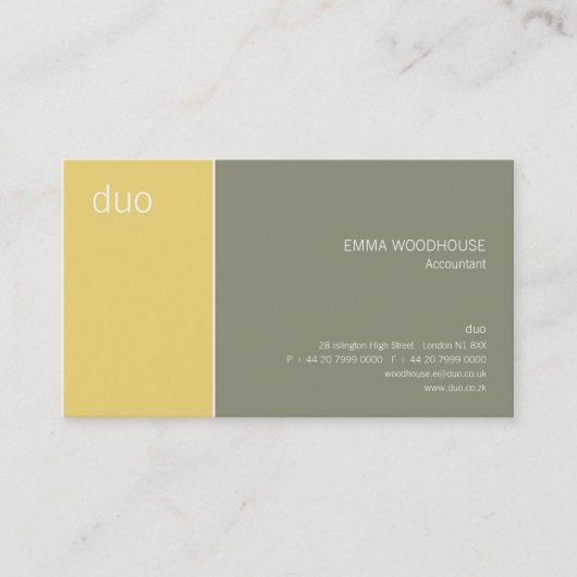 Duo Gray en Geel Visitekaartje (Voorkant)