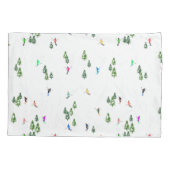 Duo Kleur Alpiene Skiers Pine Trees Blue White Kussensloop (Achterkant-Links)
