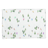 Duo Kleur Alpiene Skiers Pine Trees Blue White Kussensloop (Voorkant-Rechts)