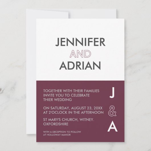 Duo Kleur Editable Modern Minimal Uitnodiging (Achterkant)