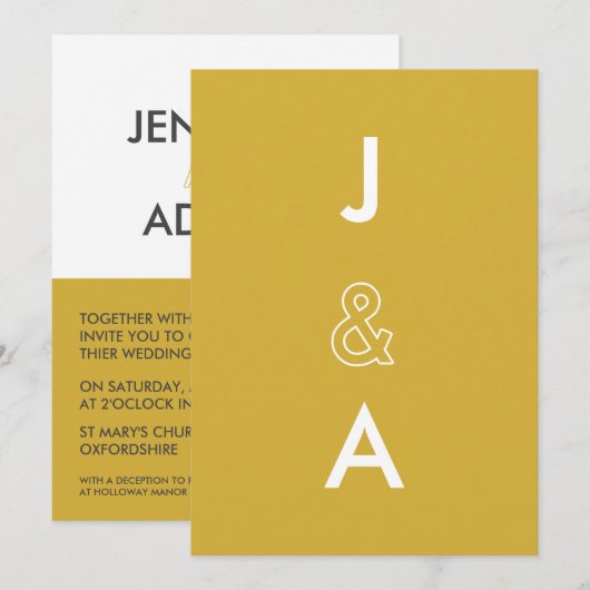 Duo Kleur Editable Modern Minimal Uitnodiging (Voorkant / Achterkant)