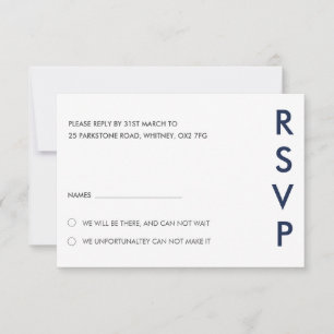 Duo-kleurenminuscule moderne RSVP-kaart Kaart