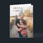 Duo lettertypografie foto moderne kerst feestdagen kaart<br><div class="desc">Moderne kerstkaart met een eenvoudig en minimaal ontwerp met "Merry Christmas" in leuke en leuke typografie over uw favoriete afbeelding. De binnenkant heeft een fotocollage van drie vierkante afbeeldingen samen met uw persoonlijke bericht.</div>