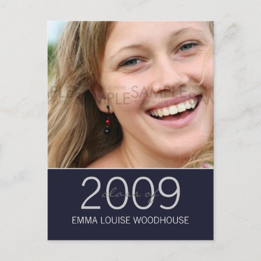 "Duo" Midnight Blue Afstuderen Uitnodiging Briefkaart (Voorkant)
