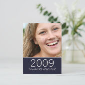 "Duo" Midnight Blue Afstuderen Uitnodiging Briefkaart (Staand voorkant)