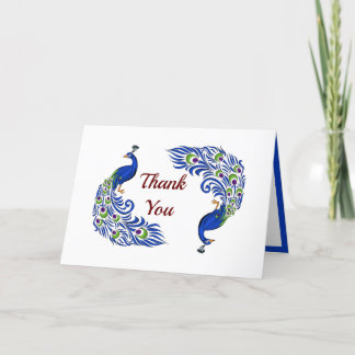 Duo Peacock Gevouwen Dank u Kaarten