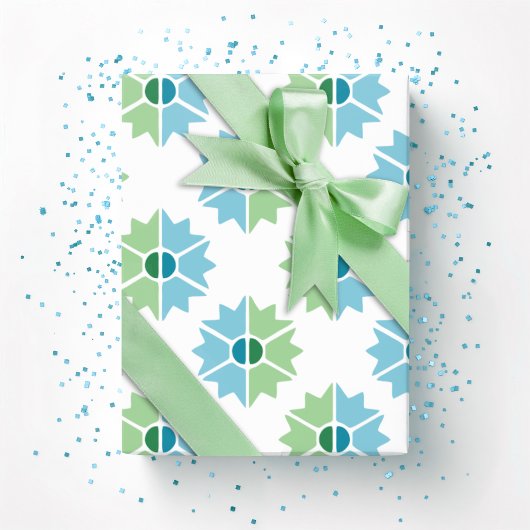 Duo Starburst in Green and Aqua Cadeaupapier