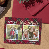 Duo Tartan Christmas Plaid-fotokaart Kaart