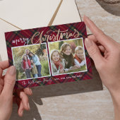 Duo Tartan Christmas Plaid-fotokaart Kaart