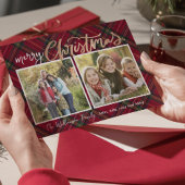 Duo Tartan Christmas Plaid-fotokaart Kaart
