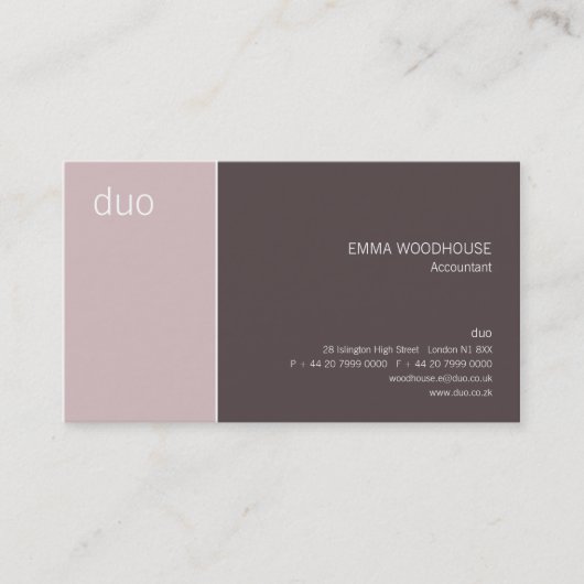 Duo Taupe en Roze Visitekaartje (Voorkant)