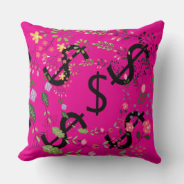 Duo Tone Dollar $ign Pink Red Floral Kussen