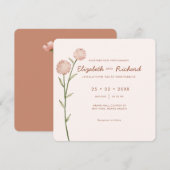 Duo Tone Floral Wildflower minimale bruiloft Kaart (Voorkant / Achterkant)