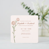 Duo Tone Floral Wildflower minimale bruiloft Kaart (Staand voorkant)