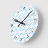 Duo-tone Moroccan Trellis (Blue) (Monogram) Ronde Klok (Hoek)