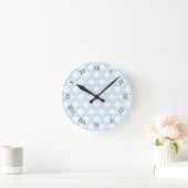 Duo-tone Moroccan Trellis (Blue) (Monogram) Ronde Klok (Huis)