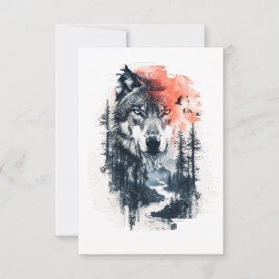 Duo Tone Wolf Illustratie Bedankkaart