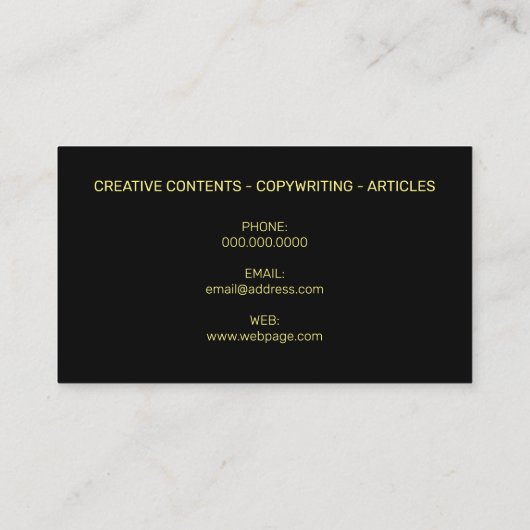 Duo-toon brutaal vet zwart geel visitekaartje (Achterkant)