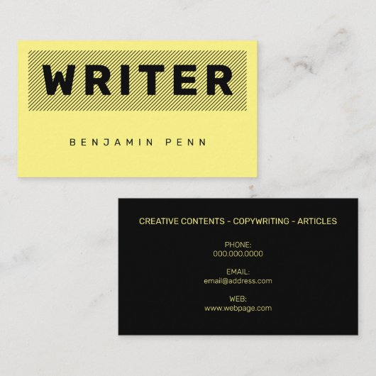 Duo-toon brutaal vet zwart geel visitekaartje (Voorkant / Achterkant)